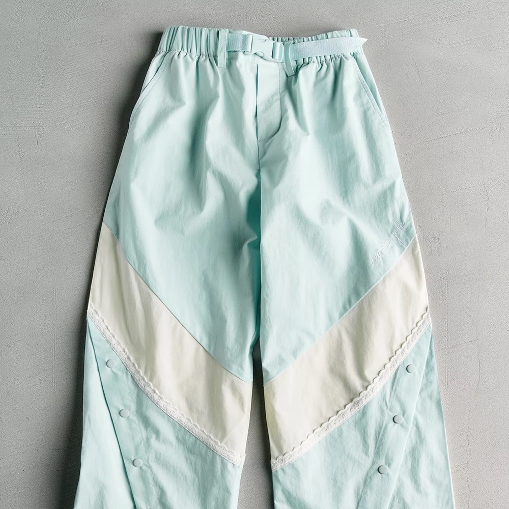 Zara Green and White Joggers with Retro Design